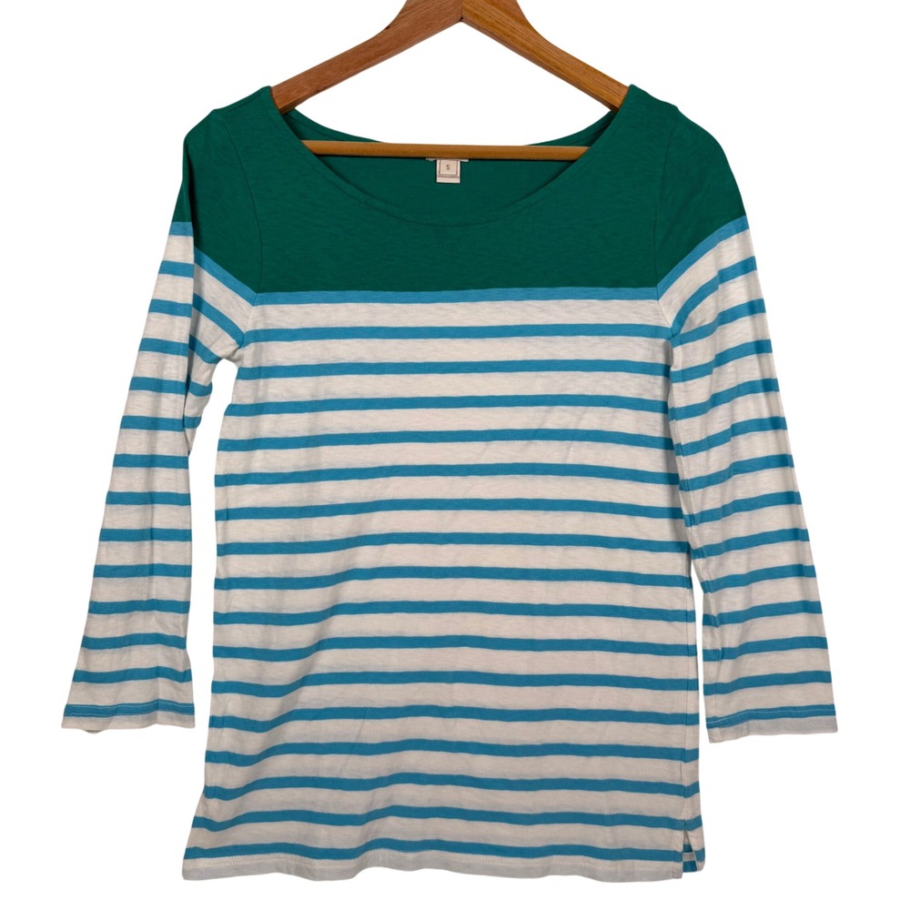 J.Crew Striped Tee Womens‎ S Green Blue White Nautical Colorblock 50557